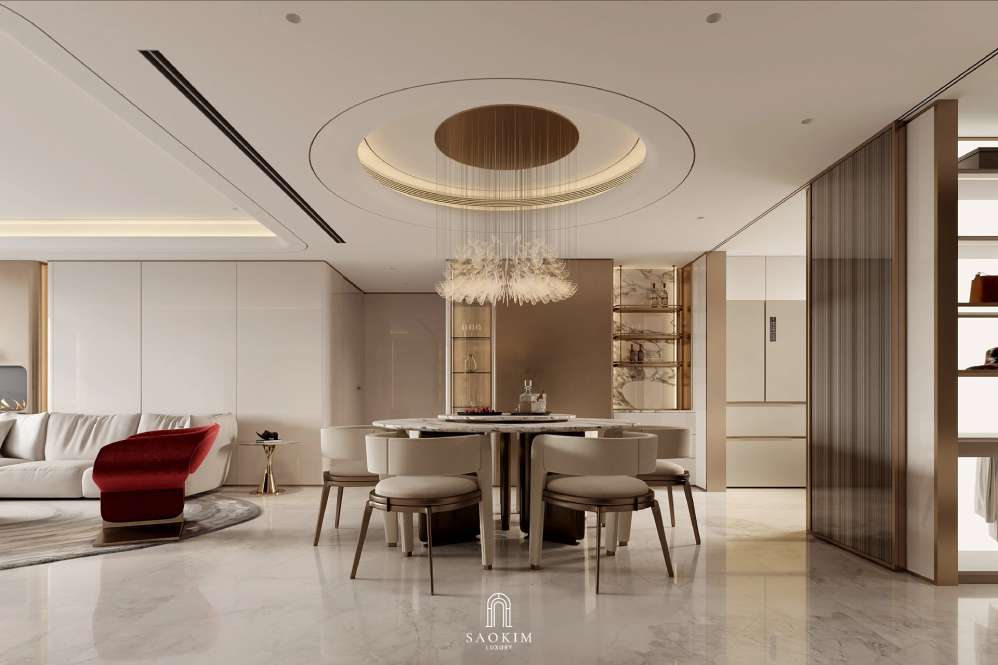 Thiết kế nội thất phòng ăn chung cư phong cách Contemporary Quiet Luxury căn hộ BRG Diamond Residence - Nơi Thành Công Được Tiếp Nối Bằng Phong Cách Sống Tinh Tế